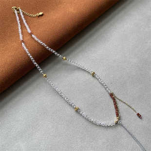 吊坠挂绳项链绳挂绳翡翠玉坠水晶单珠手工编织锁骨链尖晶石白色