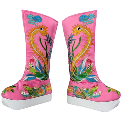 孟丽君高帮朝靴绣凤靴子女丞相古装演出中国风绣花鞋越剧昆曲