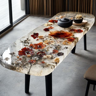 小户型客厅家用简约现代轻奢桌子9501 环氧树脂河流桌茶几创意个性