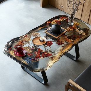 小户型客厅家用简约现代轻奢桌子9503 环氧树脂河流桌茶几创意个性