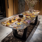 环氧树脂河流桌茶几创意个性 小户型客厅家用简约现代轻奢桌子9510