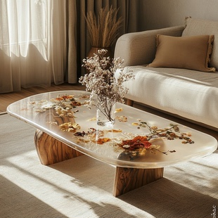 小户型客厅家用简约现代轻奢桌子090 环氧树脂河流桌茶几创意个性
