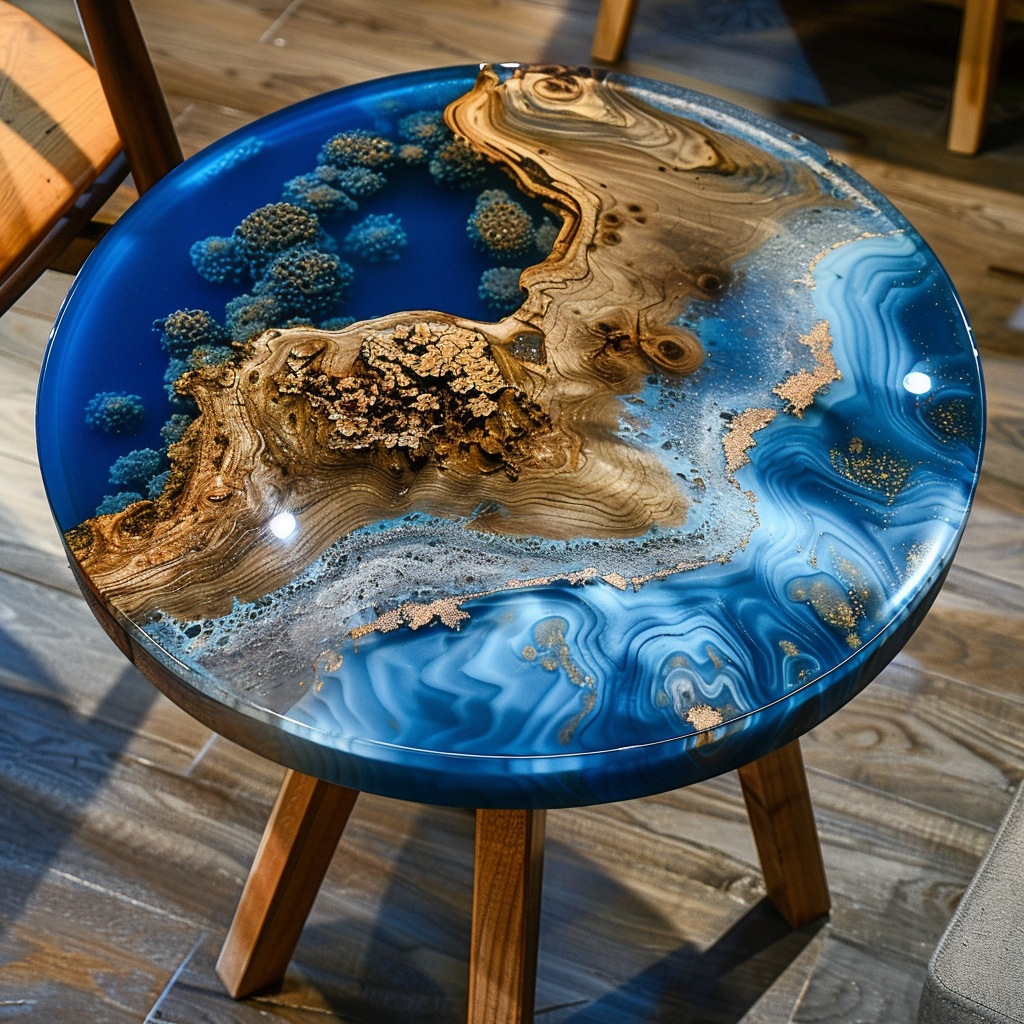 环氧树脂河流桌茶几创意个性小户型客厅家用简约现代轻奢桌子081a