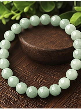 天然翡翠A货经典圆珠糯种油青青绿墨绿翡翠男女款玉石手串