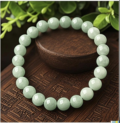 天然翡翠A货经典圆珠糯种油青青绿墨绿翡翠男女款玉石手串