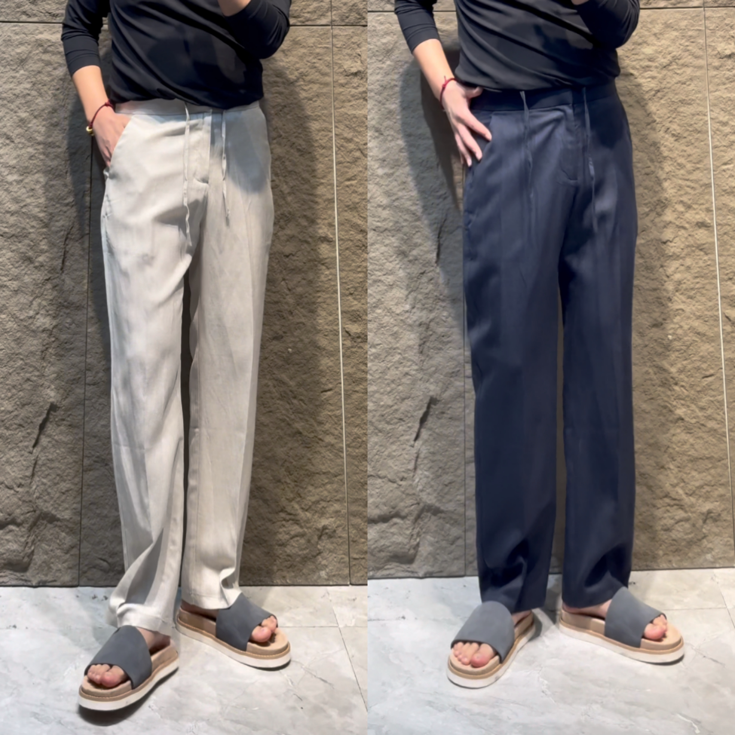 春夏新款老钱风休闲裤男士直筒裤垂感高级感微弹中腰长裤时尚简约