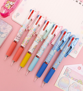 日本百乐联名限定san-x角落生物多功能笔摩磨擦可擦笔三色圆珠笔