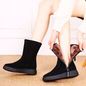 东北雪地靴女2025年皮毛一体加绒加厚保暖棉靴防滑厚底靴子大码