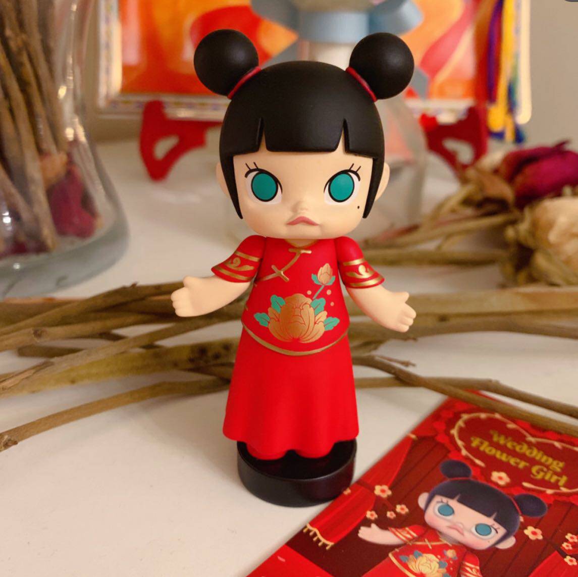 泡泡玛特molly婚礼花童公主系列一月隐藏款盲盒摆件