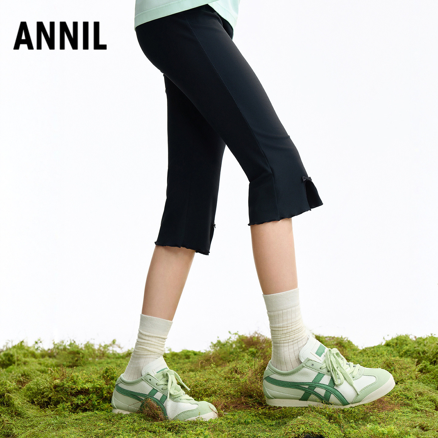 【高弹微喇】安奈儿童装女童七分打底裤2026夏新款休闲修身裤子