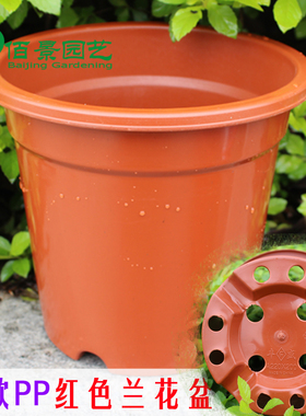 加厚红色圆形塑料兰花盆送托盘植物花卉绿植盆栽有孔透气家庭阳台