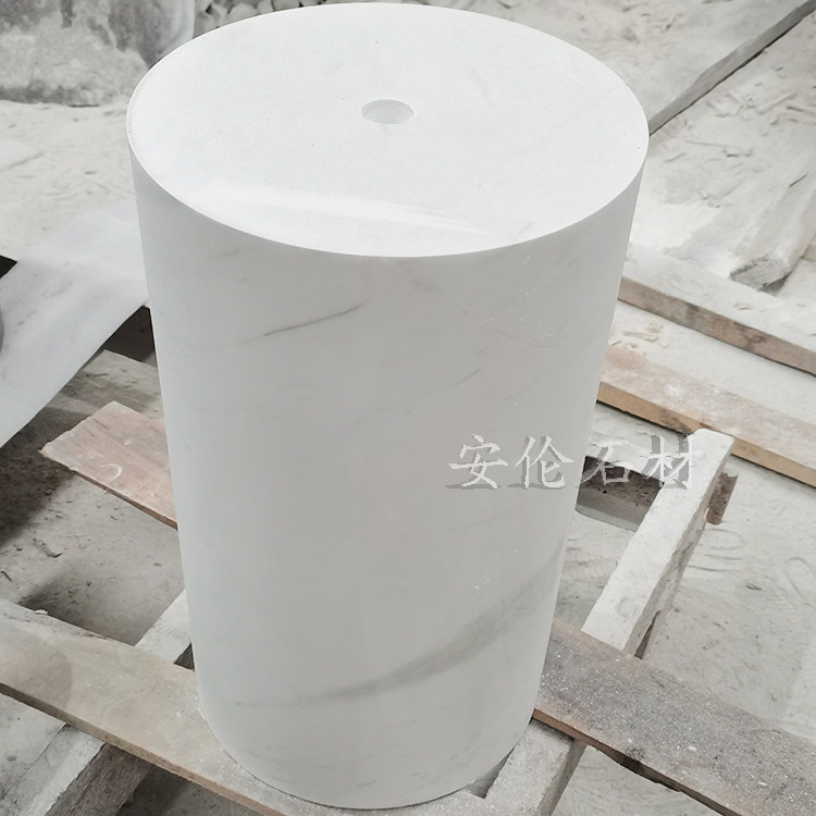 天然大理石 圆柱体石材爵士白家具定做摆件设计底座实心加工灯饰