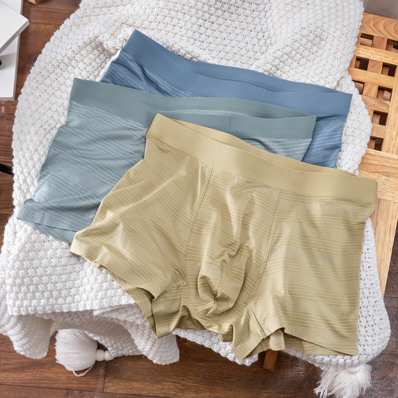 60支莫代尔男条纹抗菌内裤平角裤