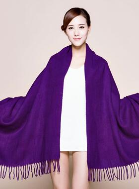 高级感紫色披肩围巾厚款保暖围脖