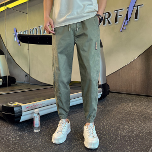 2026春季洗水棉休闲裤男宽松百搭束脚长裤拼接运动裤1001B170P58图片