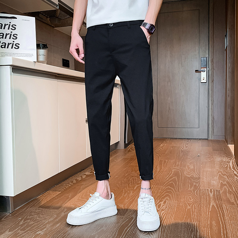 2026春季新款小西装裤休闲裤男修身小脚九分纯色百搭1001B84P45，男装西服套装，星座1001