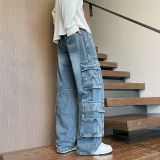 2025秋季新款牛仔裤男直筒宽松高级感弯刀裤工装裤1001GF14P68，男装牛仔裤，星座1001