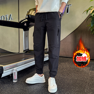 2025加绒工装裤男潮牌束脚拼接加绒休闲长裤运动裤1001B187P68