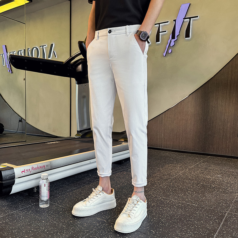 2026春季新款小西装裤休闲裤男修身小脚九分纯色百搭1001B169P48，男装西服套装，星座1001