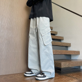 2025秋冬新款直筒宽松休闲裤个性拼接阔腿拖地工装裤1001GF22P58，男装工装外套，星座1001