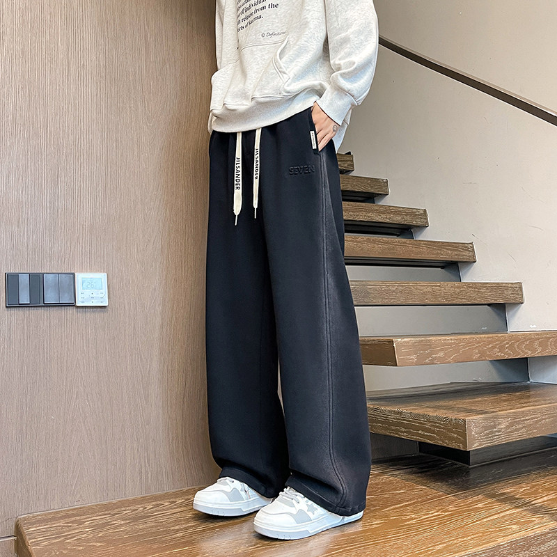 2025秋冬加厚卫裤男士直筒宽松休闲拼接运动裤阔腿裤1001GF29P68,男装休闲裤,星座1001