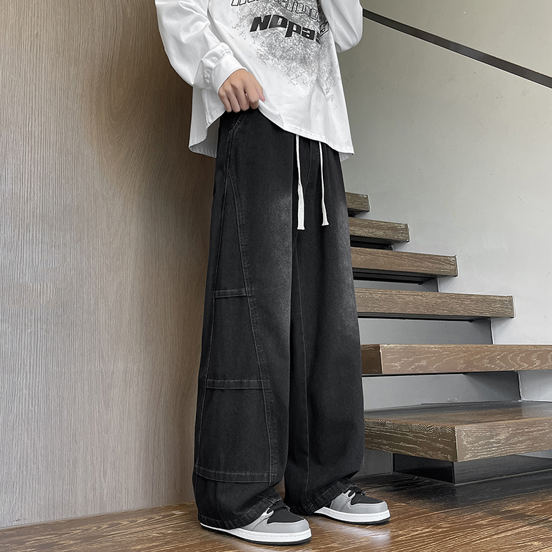 2025秋季新款牛仔裤男直筒宽松高级感弯刀裤拼接款1001GF06P58，男装牛仔裤，星座1001