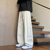 2025秋冬新款直筒宽松休闲裤纯色阔腿拖地弯刀裤1001GF19P68，男装休闲裤，星座1001