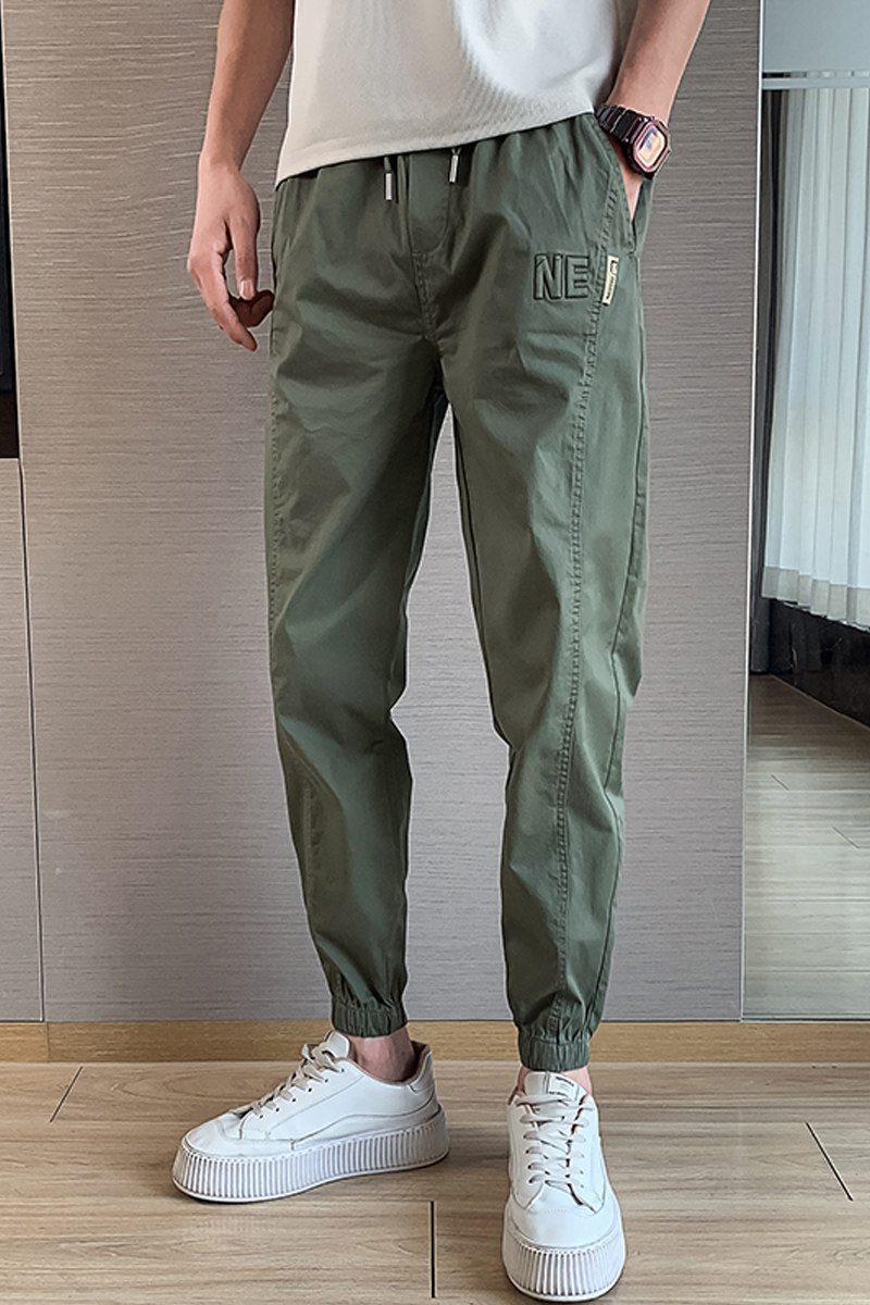 2025秋冬洗水棉休闲裤男潮牌宽松束脚长裤拼接运动裤1001B75P58,女装休闲裤,星座1001