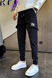 2025秋冬加绒休闲长裤男修身小脚拼接工装裤子1001B236P48加绒P58，男装工装外套，星座1001