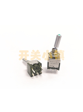 日本NKK进口6MM带灯钮子开关M-2112TM 5脚2档 绿灯 M2112TFW01M
