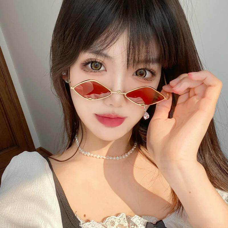 搞怪太阳镜菱形蹦迪单边红色
