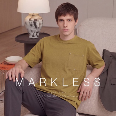 markless挺阔铆钉装饰大贴袋t恤男 2026夏季新款圆领纯棉短袖