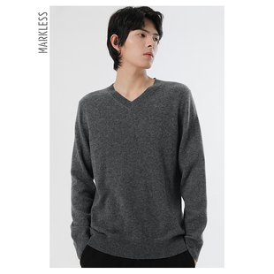 V领针织打底衫 Markless轻奢细腻羊毛衫 羊绒衫 新款 内搭毛衣 男秋季
