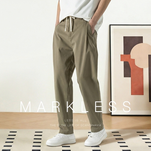 新款 春季 简约轻薄宽松长裤 男裤 Markless莱赛尔男士 子锥形裤 休闲裤