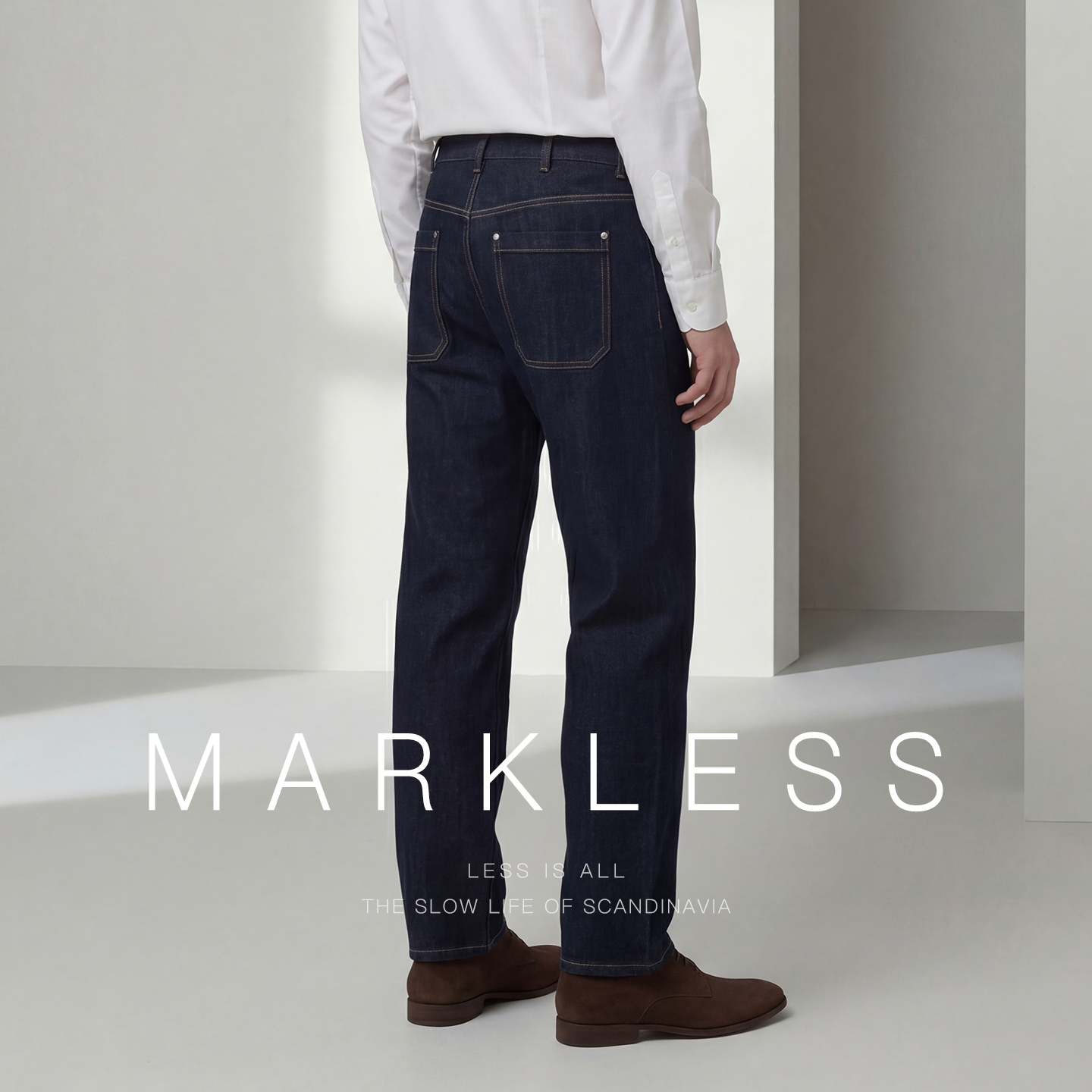 Markless原色防褪色牛仔裤男 春季宽松休闲长裤男士直筒裤子