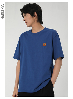 Markless纯棉弗洛夫棉纯色T恤男夏季新款吸湿透气重磅圆领短袖潮