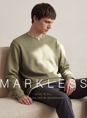 Markless假两件长袖卫衣男士2026春季新款宽松圆领打底衫内搭男装