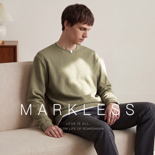 卫衣男士 内搭男装 2026春季 宽松圆领打底衫 新款 Markless假两件长袖