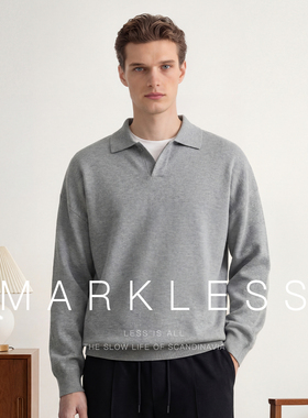 Markless半开襟翻领毛衣男2025秋款远红外蓄热Polo针织衫长袖上衣