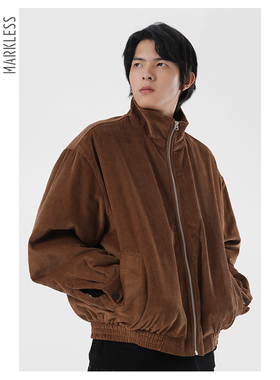 Markless男士灯芯绒外套秋季新款复古加长袖保暖棉衣潮男立领夹克
