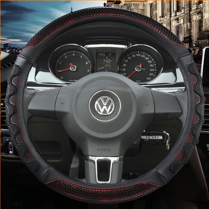 大众09/10/14年12老款迈腾速腾朗逸宝来四季真皮汽车方向盘把套