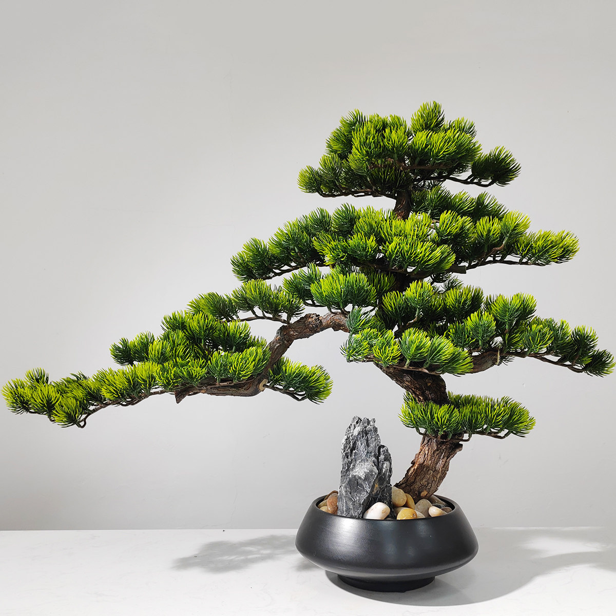 新中式禅意仿真迎客松绿植摆件