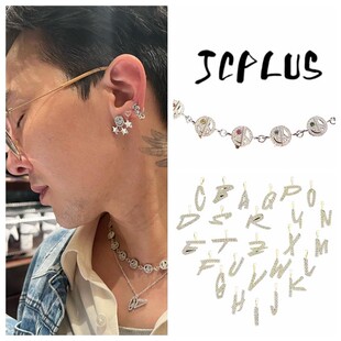 潮牌eyefunny权志龙gd同款笑脸反战联名字母项链手链星星耳钉饰品