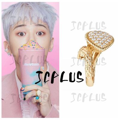 gd权志龙同款蛇纹水滴满钻戒指