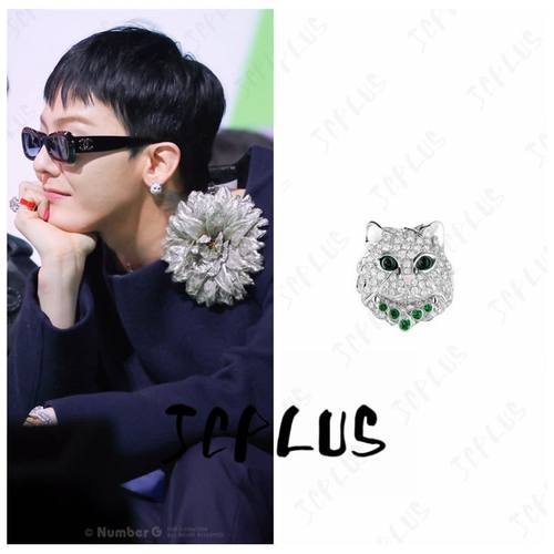 权志龙同款高碳钻宠物猫耳环