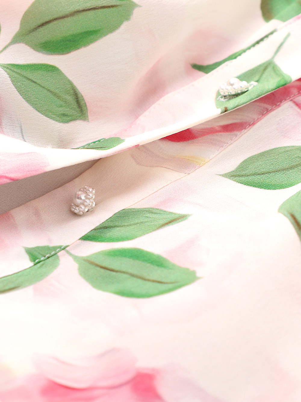 BEAUTY ELEGANT FRAGRANT LADYLIKE PRINT FASHIONABLE SILK BLOUSE SWEET RUFFLES MULBERRY SILK TOP SUMMER