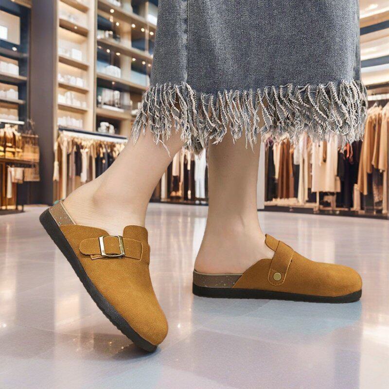 博肯鞋法式复古包头半拖鞋女外穿懒人单鞋2026春夏新款平底勃肯鞋