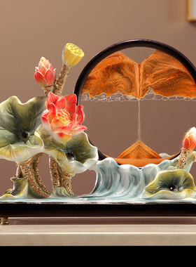 和和美美新中式荷花流沙摆件客厅玄关电视柜家居装饰乔迁新居礼品