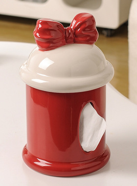 奶油陶瓷纸巾盒摆件高档轻奢客厅家用抽纸盒茶几高级感创意纸抽盒