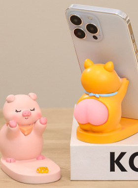 小猪手机支架创意可爱办公室桌面装饰礼物教师节礼品新款摆件公仔